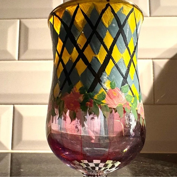 Mackenzie Childs RARE mint condition hand painted Glass - Picture 4 of 6